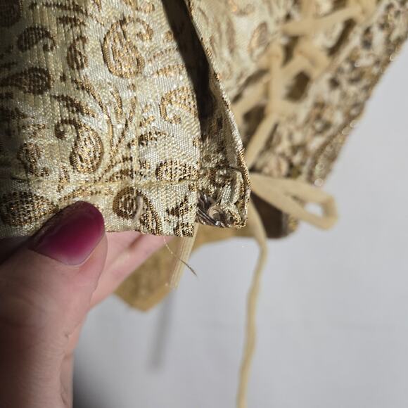 Vtg Handmade Beaded Embellished Bodice XS Corset Sides Ren Faire Costume Cottage - Picture 8 of 8